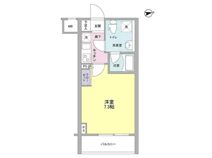 メインステージ白金高輪駅前(1K/6階)の間取り写真