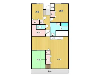 イトーピア己斐マンション(3SLDK/2階)の間取り写真