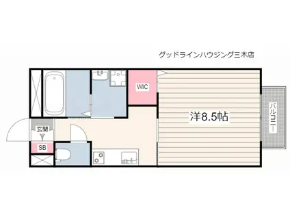 リヴェール(1K/2階)の間取り写真