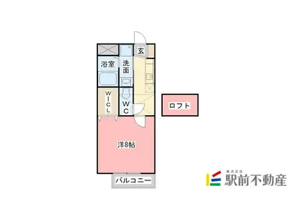 グランデ八仙(1K/2階)の間取り写真