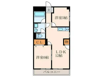 ウェルハイツ(2LDK/1階)の間取り写真