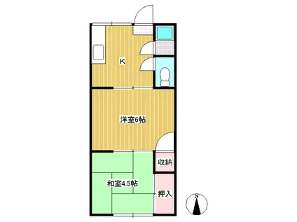 ヒノデハイツ(2K/2階)の間取り写真