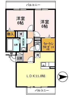 プリンシプルIII(2LDK/3階)の間取り写真