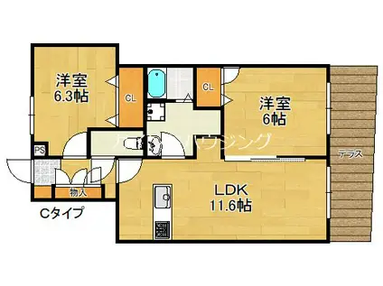 ありとほし館(2LDK/1階)の間取り写真