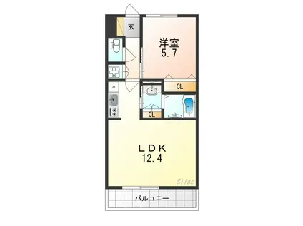 グリーンフィールズ北花田(1LDK/2階)の間取り写真