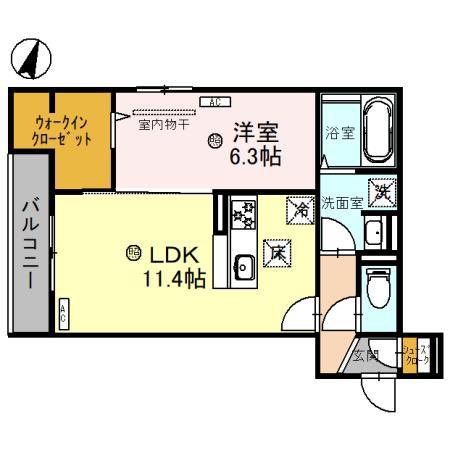 CLASHIST常磐町(1LDK/1階)の間取り写真