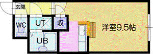 アムール文京台(1K/2階)の間取り写真