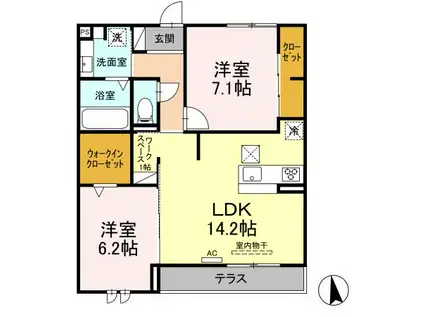 クレセントVII(2LDK/2階)の間取り写真
