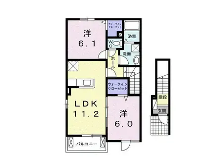 フジ コッティB(2LDK/2階)の間取り写真