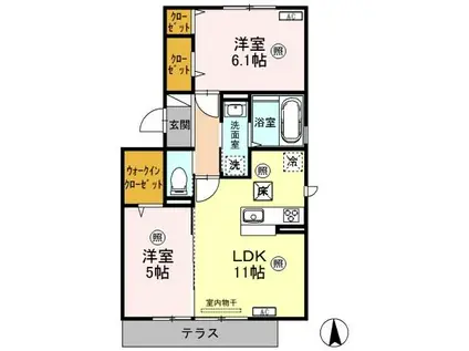 メゾンサンライズ 本城(2LDK/1階)の間取り写真