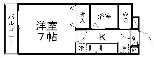 ソレイユ宮城野I(1K/4階)の間取り写真