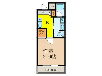 グリーンハイツ豊川IIB(1K/3階)の間取り写真