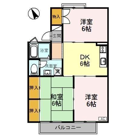 セジュール都A棟(3DK/1階)の間取り写真