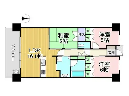 京都桂川つむぎの街マークスクエア 9XX号(3LDK/9階)の間取り写真