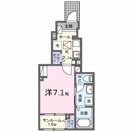 コロレ宝永町(1K/1階)の間取り写真