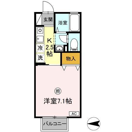 ハイム上安(1K/1階)の間取り写真