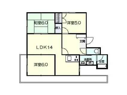 センチュリーハイツ堺(3LDK/5階)の間取り写真