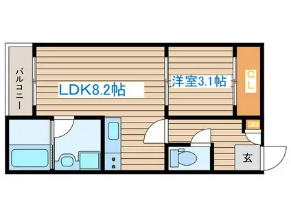 アルクスおたまや(1LDK/2階)の間取り写真