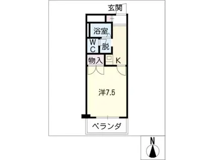 パークサイドヒルズ(1K/2階)の間取り写真