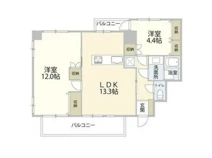 シャトー白川(2LDK/3階)の間取り写真