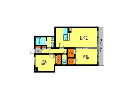 フォルテ(2LDK/3階)の間取り写真