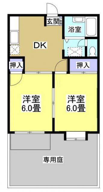 エルデム岡崎A(2DK/1階)の間取り写真