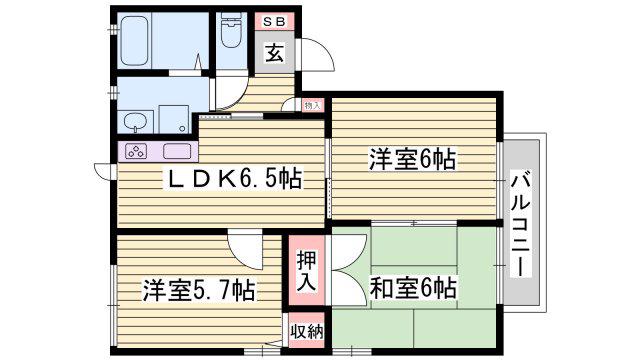 フォーレス佐土A棟(2LDK/2階)の間取り写真