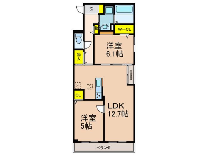 京阪本線 牧野駅 徒歩27分 3階建 築1年(2LDK/2階)の間取り写真