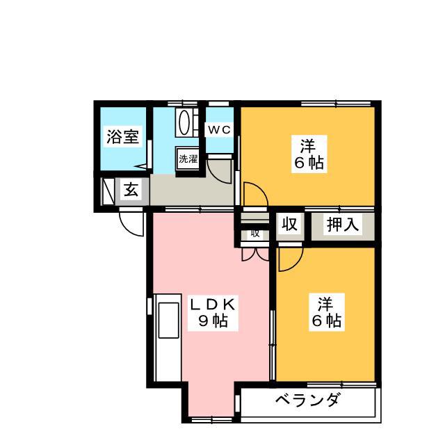 ラプラスゆう W棟(2DK/2階)の間取り写真