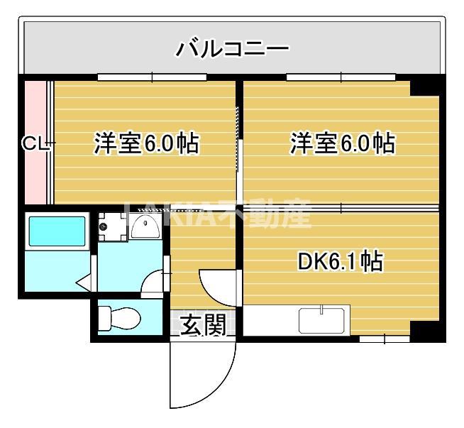 サンハイツ丸山(2LDK/3階)の間取り写真
