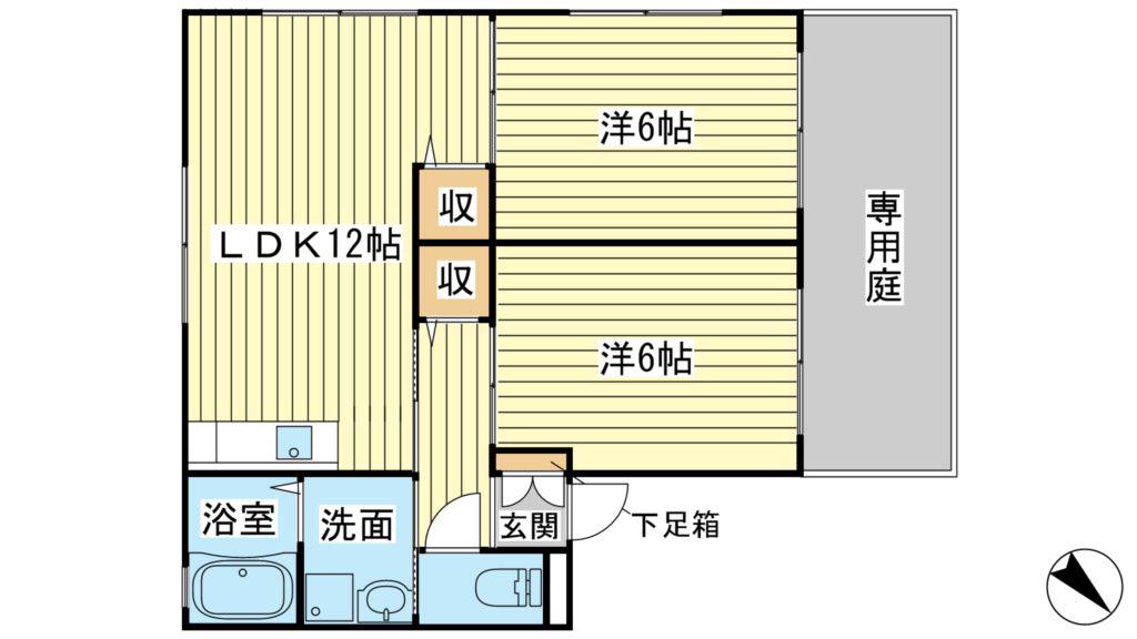 ハーモネート城西(2LDK/1階)の間取り写真