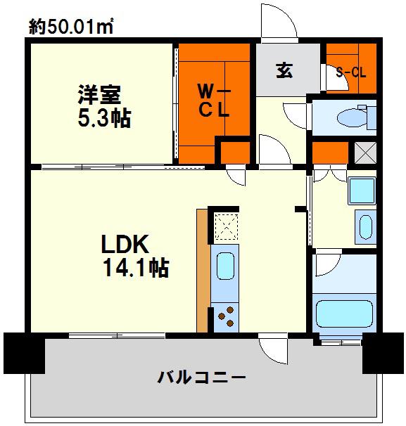 エンクレストGRAN博多駅前(1LDK/11階)の間取り写真