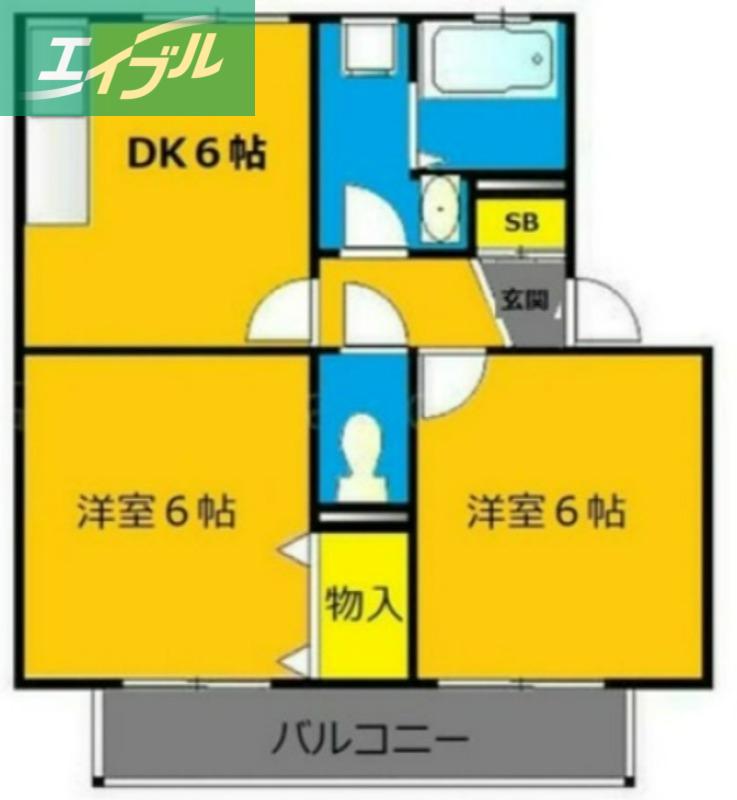アルテール(2DK/2階)の間取り写真