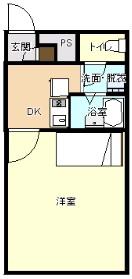 駅北ISA(1K/2階)の間取り写真