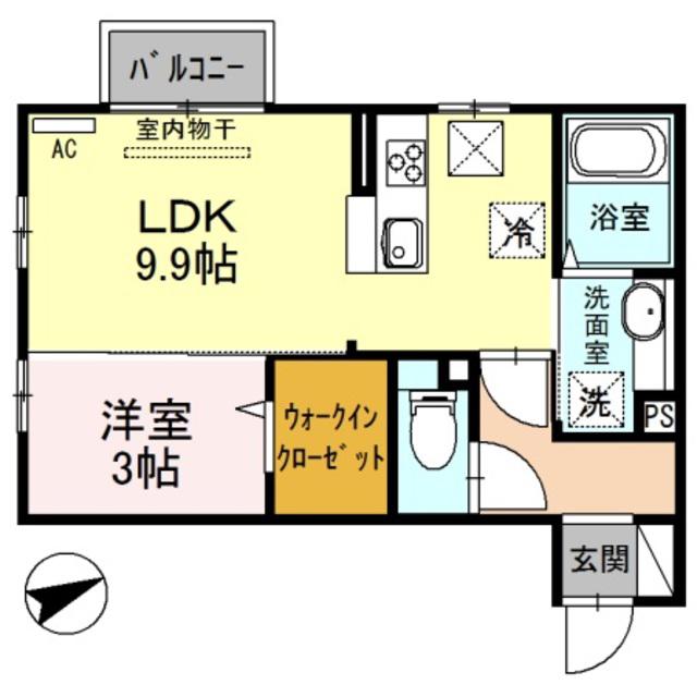 スクーデリア(1LDK/1階)の間取り写真