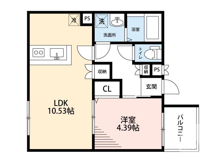 アレグリア鳳ノース(1LDK/1階)の間取り写真