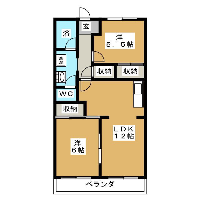 ブライトパークハイム吉田(2LDK/1階)の間取り写真