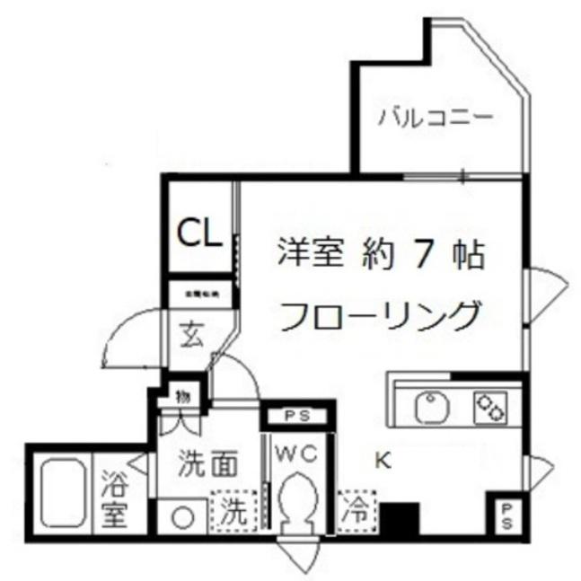 リヴェールタワー綾瀬(1K/5階)の間取り写真