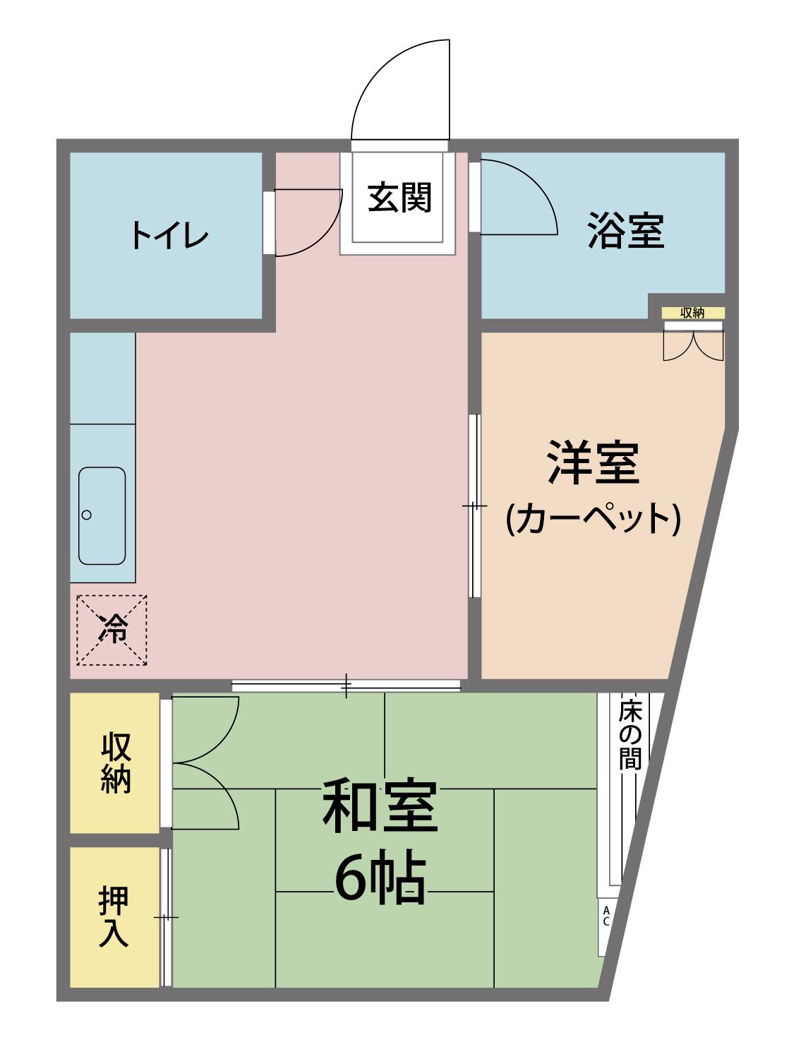 北星ハイツ(2DK/1階)の間取り写真