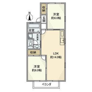 パレスノーヴァ(2LDK/2階)の間取り写真