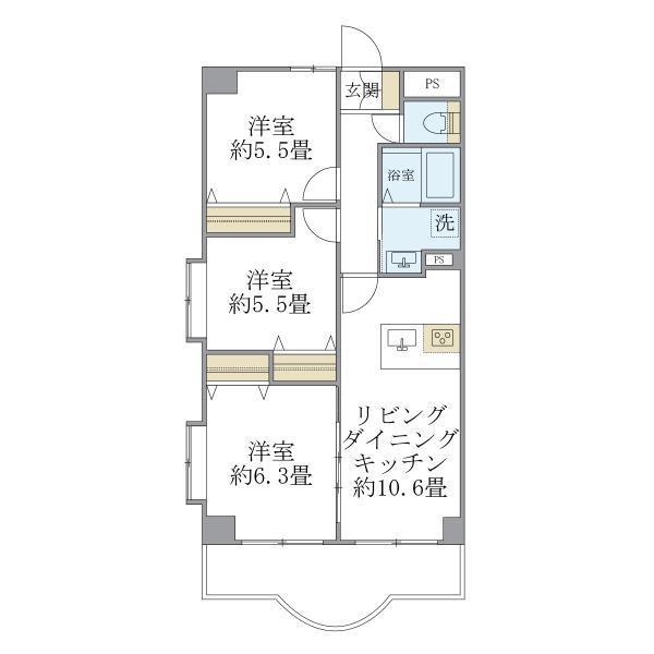 西船橋スクエアガーデン(3LDK/4階)の間取り写真