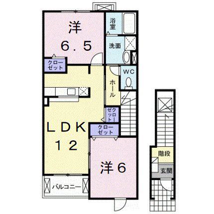 プランドール3(2LDK/2階)の間取り写真