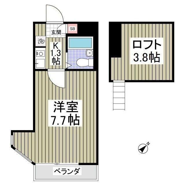 シティパレス(1K/2階)の間取り写真