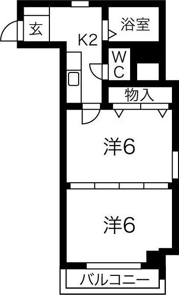 桜マンションII(2K/2階)の間取り写真