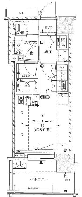 ザ・パークハウスアーバンス東五反田(ワンルーム/8階)の間取り写真