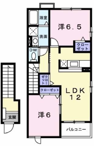 サン・フィオーレB(2LDK/2階)の間取り写真