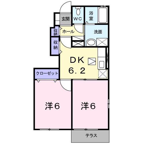 リバーサイド本山 I(2DK/1階)の間取り写真
