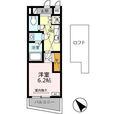レジデンス浜田(1K/1階)の間取り写真