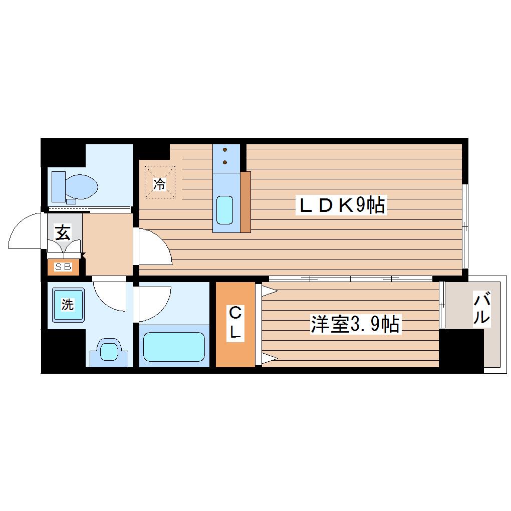 プレシャス二日町(1LDK/5階)の間取り写真