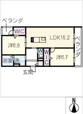 HARMONIOUS福江(2LDK/2階)の間取り写真